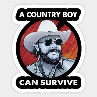 A country boy hank vintage retro Sticker